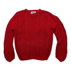 Vintage Yamamoto Red Cotton Ramie Long Sleeve Pullover Sweater SZ S Y2K "90's